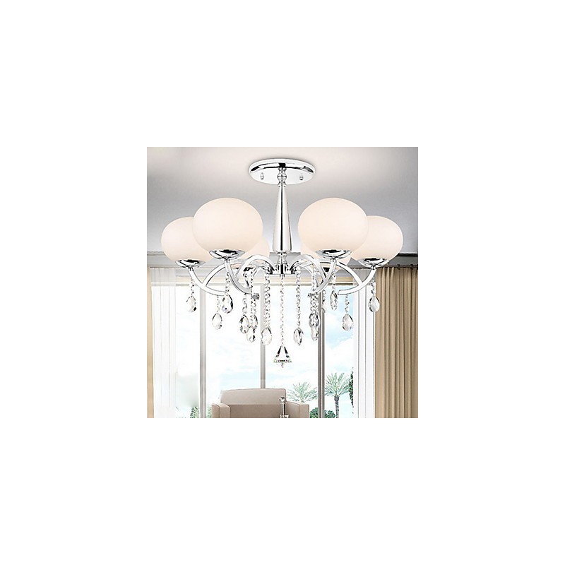 Modern Contemporary Crystal Electroplated Metal Chandelier