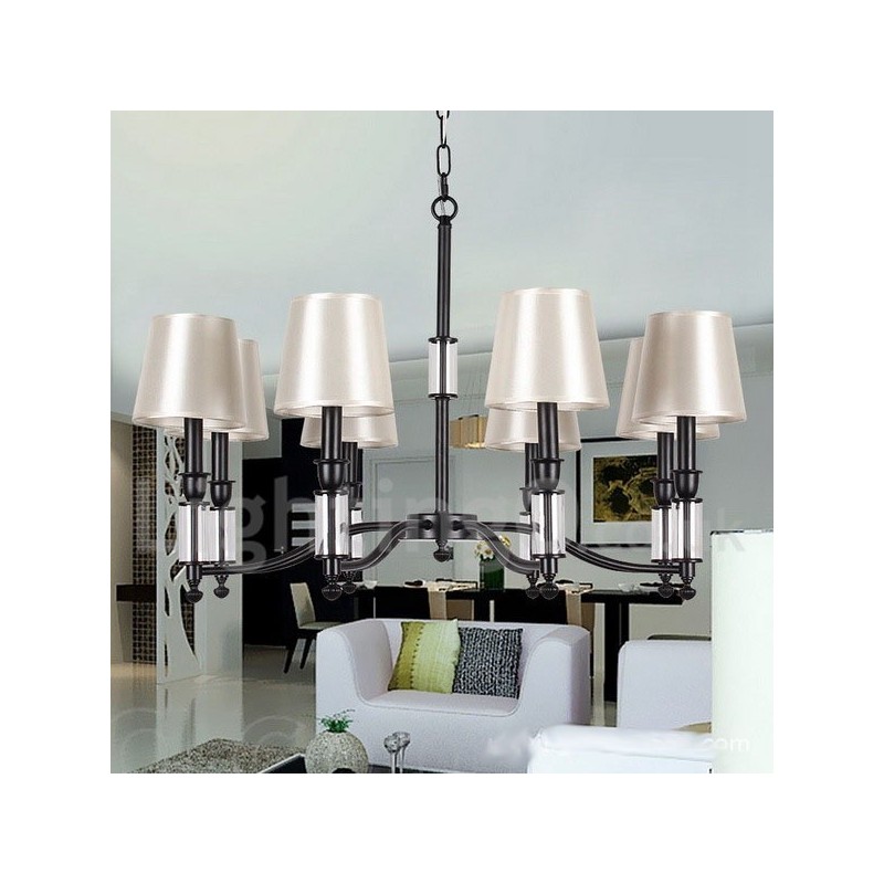 8 Light Black Retro Contemporary Candle Style Chandelier