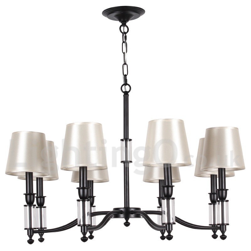 8 Light Black Retro Contemporary Candle Style Chandelier