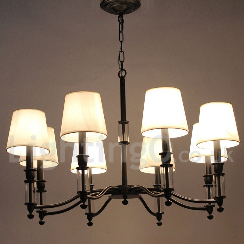 8 Light Black Retro Contemporary Candle Style Chandelier
