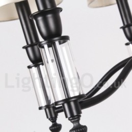 8 Light Black Retro Contemporary Candle Style Chandelier
