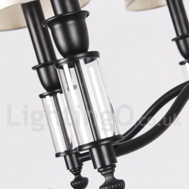 8 Light Black Retro Contemporary Candle Style Chandelier