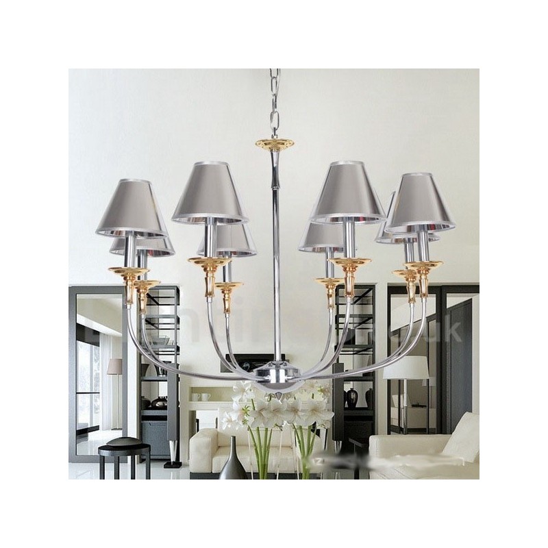 8 Light Modern Contemporary Chrome Candle Style Chandelier