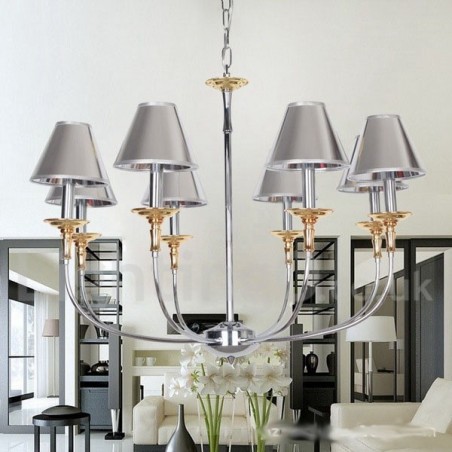 8 Light Modern Contemporary Chrome Candle Style Chandelier