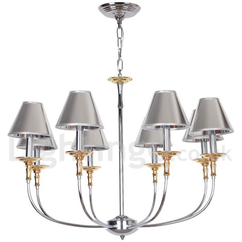 8 Light Modern Contemporary Chrome Candle Style Chandelier