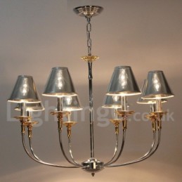 8 Light Modern Contemporary Chrome Candle Style Chandelier