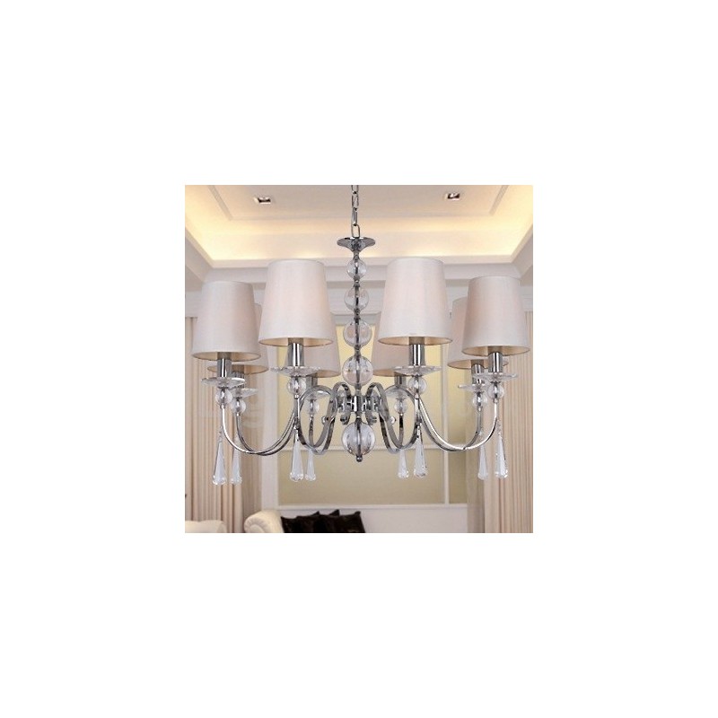 8 Light Contemporary K9 Crystal Candle Style Chandelier