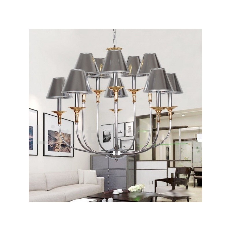 10 Light Modern Contemporary Chrome Candle Style Chandelier