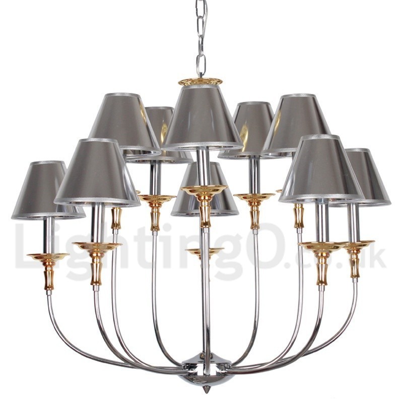 10 Light Modern Contemporary Chrome Candle Style Chandelier