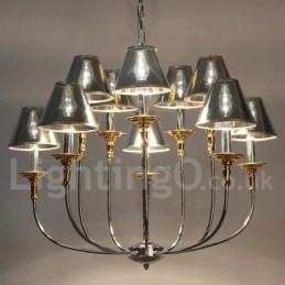 10 Light Modern Contemporary Chrome Candle Style Chandelier
