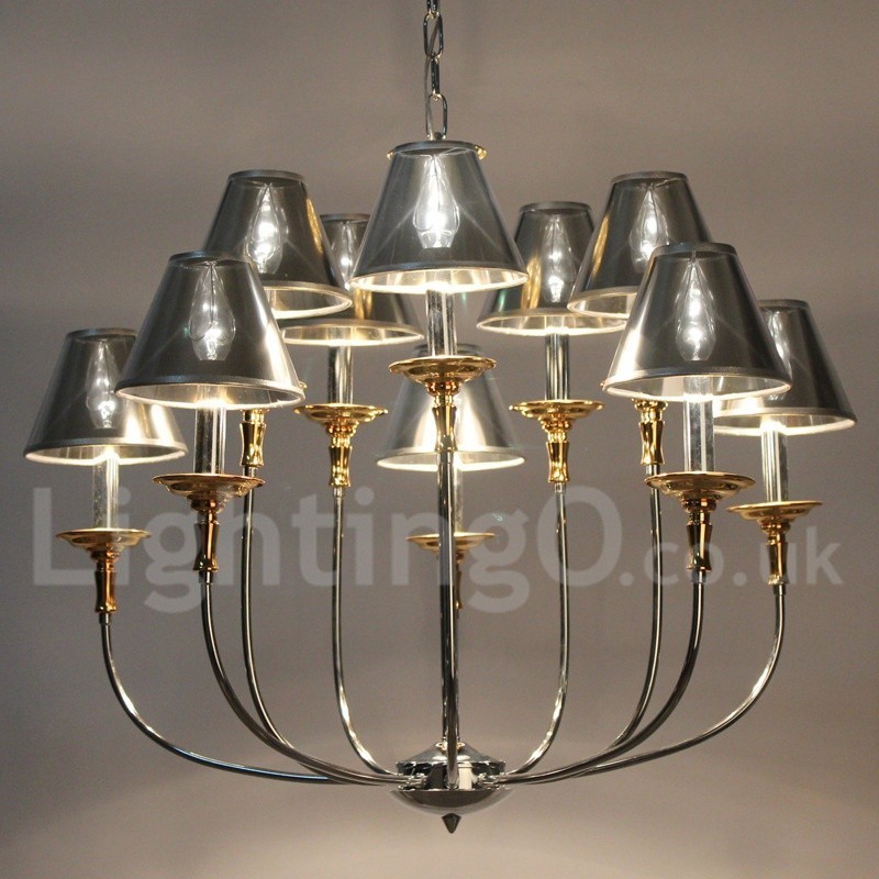 10 Light Modern Contemporary Chrome Candle Style Chandelier