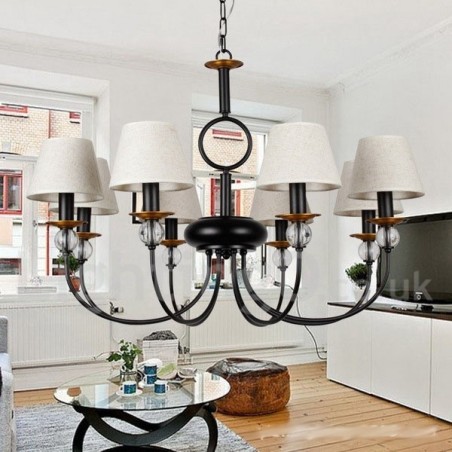 8 Light Rustic Retro Black Mediterranean Style Contemporary Candle Style Chandelier