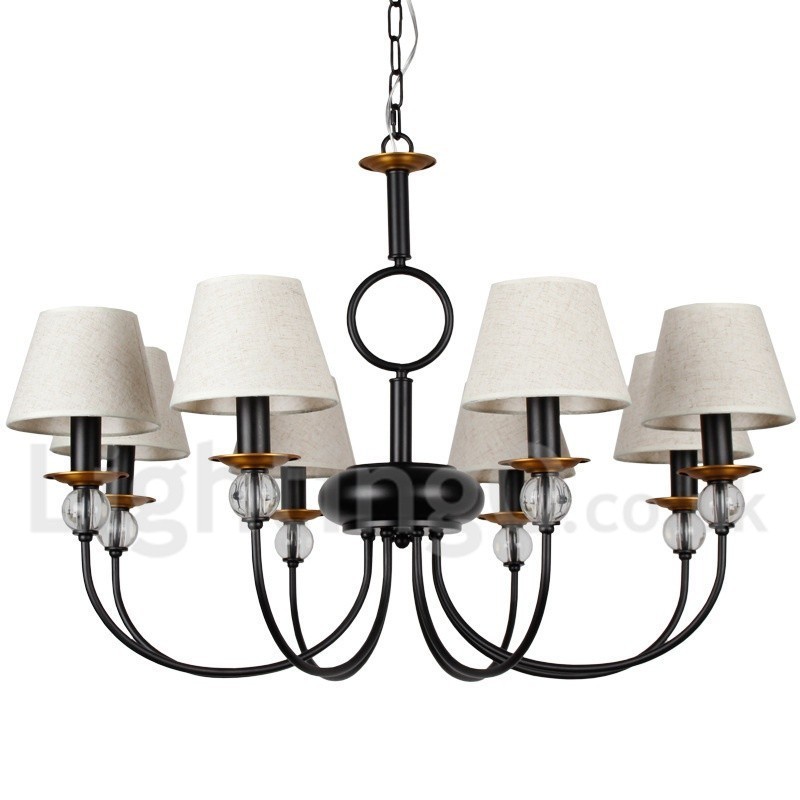 8 Light Rustic Retro Black Mediterranean Style Contemporary Candle Style Chandelier