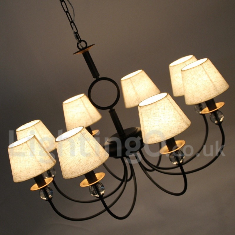 8 Light Rustic Retro Black Mediterranean Style Contemporary Candle Style Chandelier