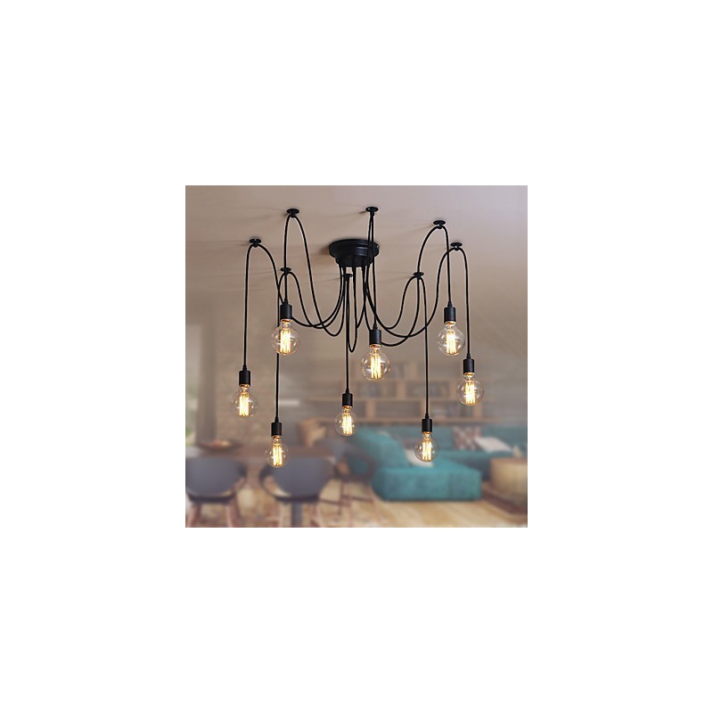 8 Lights Chandelier Pendant Light Traditional Classic Retro Metal