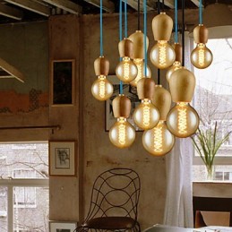 Chandelier Mini Style Modern Contemporary Wood Bamboo