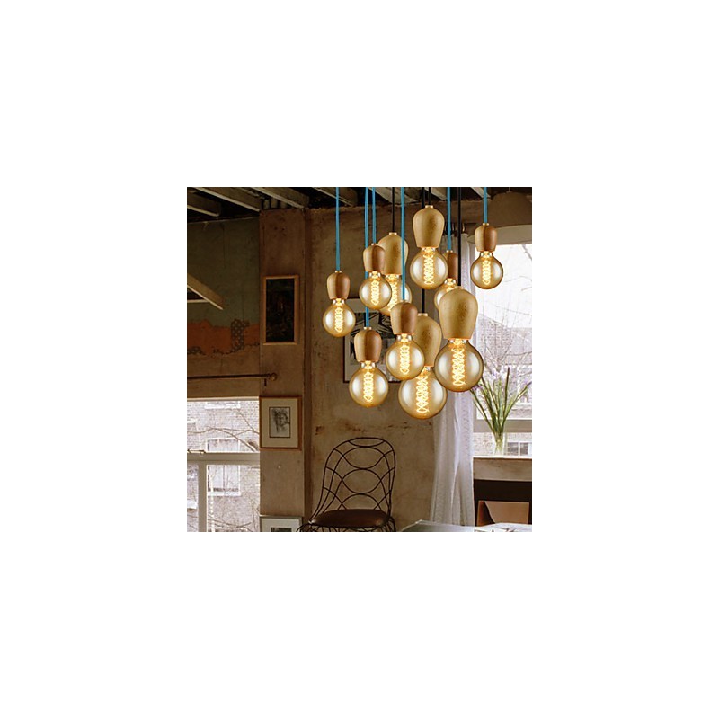 Chandelier Mini Style Modern Contemporary Wood Bamboo