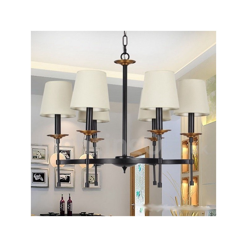 6 Light Contemporary Black Retro Candle Style Chandelier