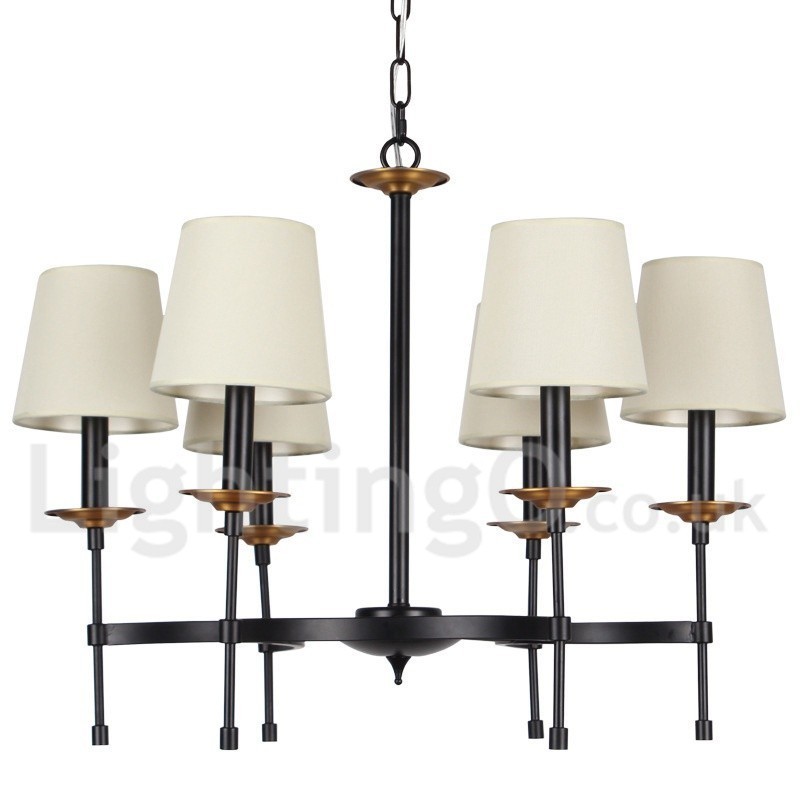 6 Light Contemporary Black Retro Candle Style Chandelier