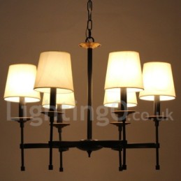 6 Light Contemporary Black Retro Candle Style Chandelier