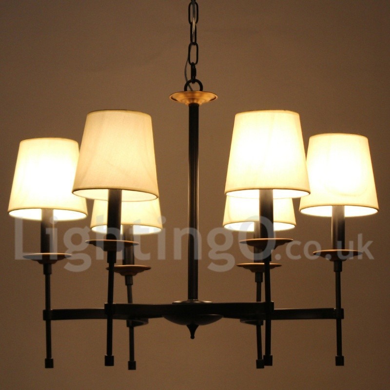 6 Light Contemporary Black Retro Candle Style Chandelier