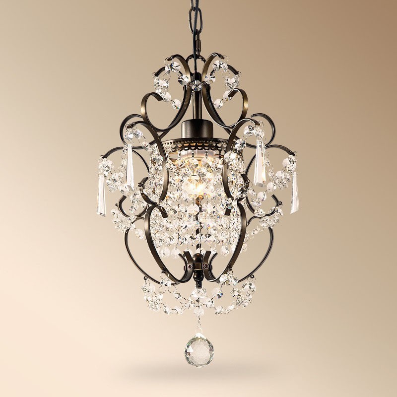Iron Painting Chandelier with Clear Crystal Modern Lighting Lamp