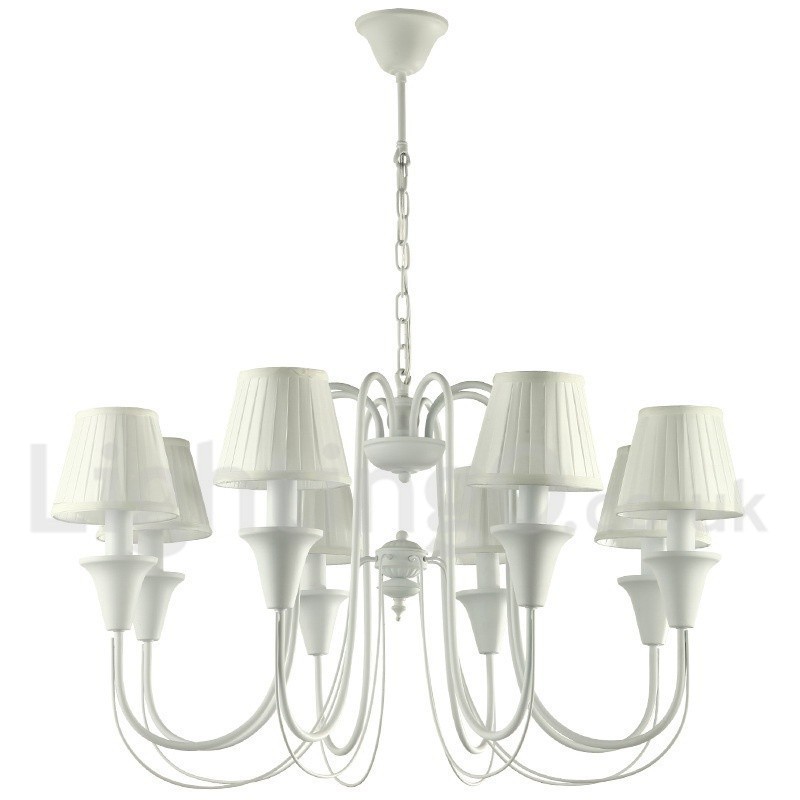 8 Light White Retro Candle Style Chandelier