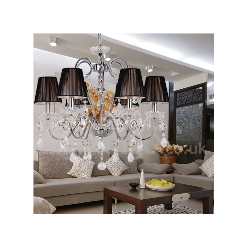 6 Light Contemporary K9 Crystal Candle Style Chandelier