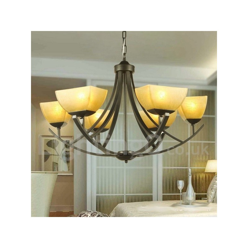 6 Light Mediterranean Style Black Candle Style Chandelier