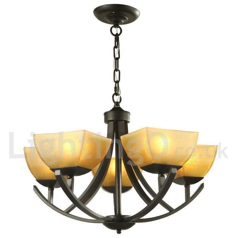 5 Light Mediterranean Style Black Candle Style Chandelier