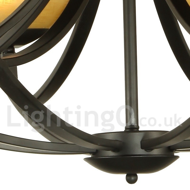 5 Light Mediterranean Style Black Candle Style Chandelier