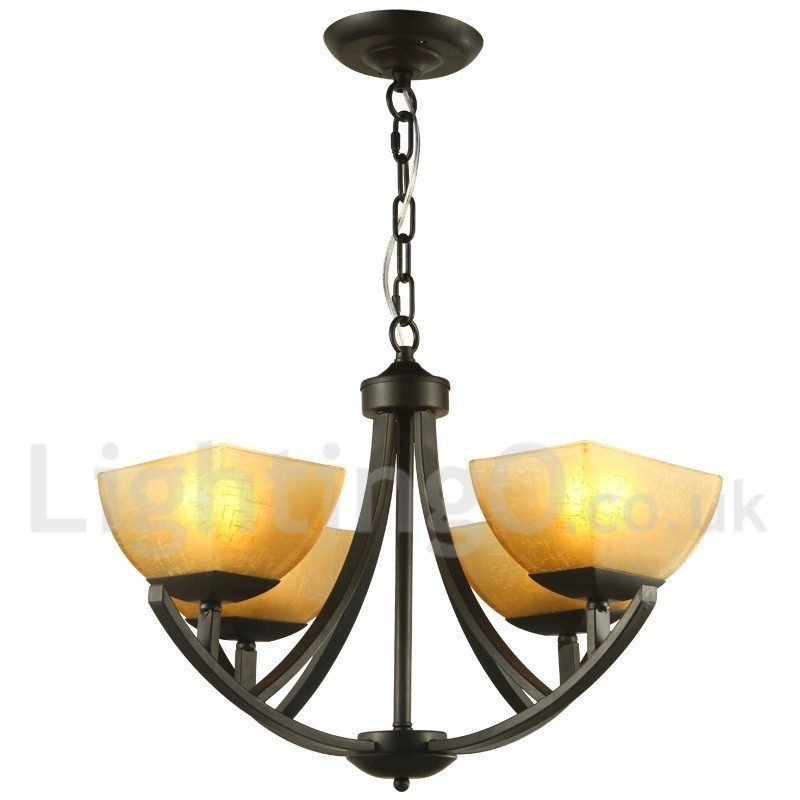 4 Light Mediterranean Style Black Candle Style Chandelier