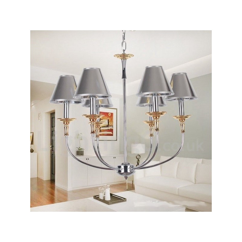 6 Light Modern Contemporary Chrome Candle Style Chandelier