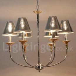 6 Light Modern Contemporary Chrome Candle Style Chandelier