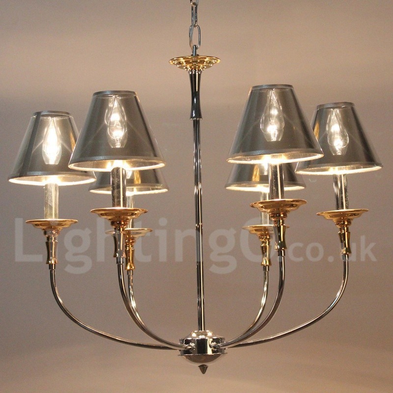 6 Light Modern Contemporary Chrome Candle Style Chandelier
