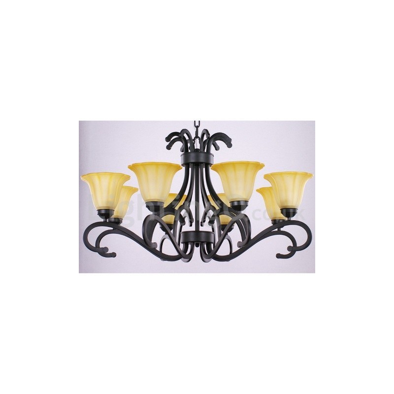 8 Light Black Contemporary Candle Style Chandelier