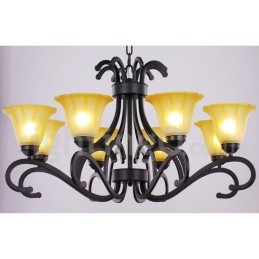 8 Light Black Contemporary Candle Style Chandelier