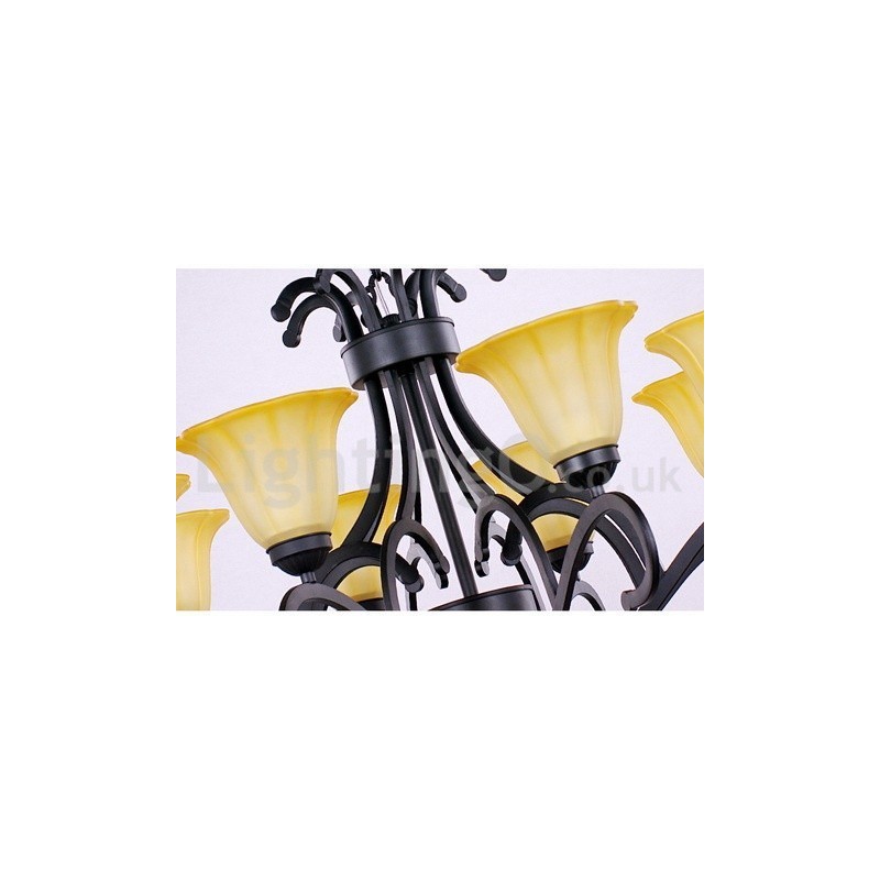 8 Light Black Contemporary Candle Style Chandelier