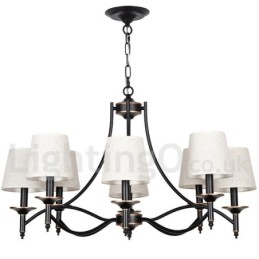 8 Light Retro Rustic Black Contemporary Candle Style Chandelier