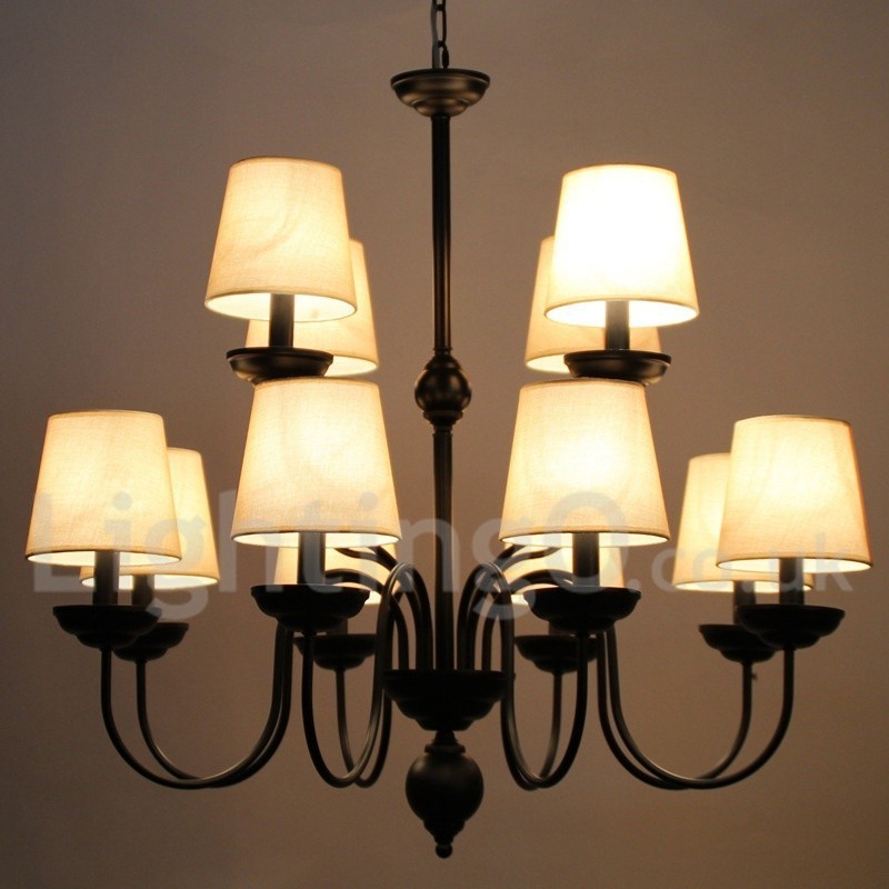 12 Light Rustic 2 Tier Retro Contemporary Candle Style Chandelier