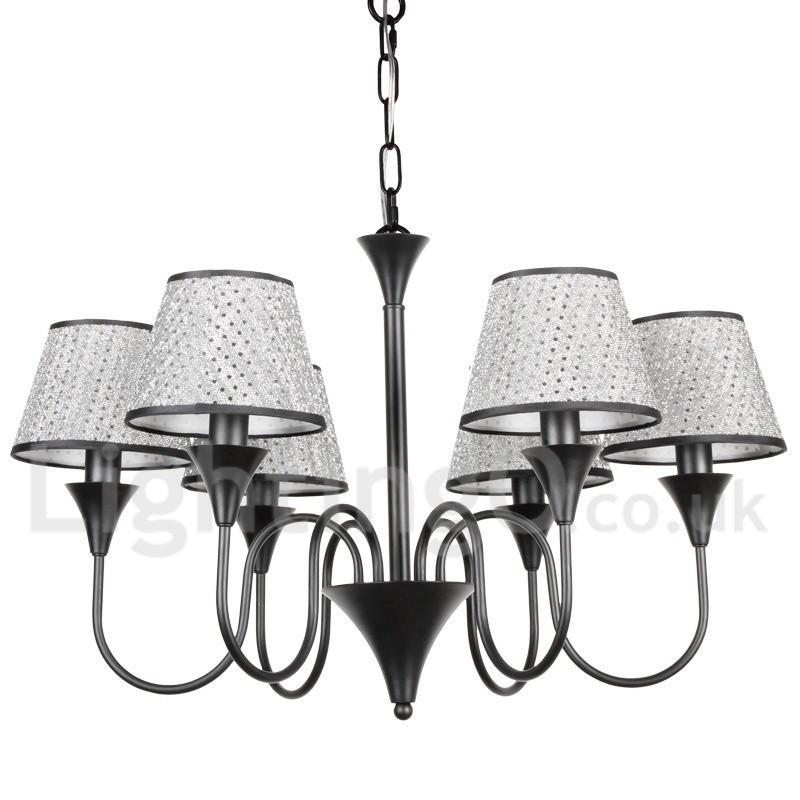 6 Light Rustic Modern Contemporary Retro Black Candle Style Chandelier