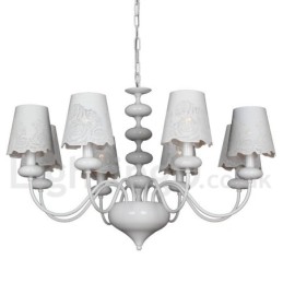 8 Light Modern Contemporary Hollow White Candle Style Chandelier