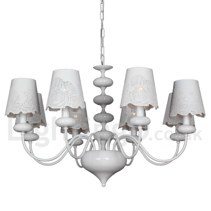 8 Light Modern Contemporary Hollow White Candle Style Chandelier