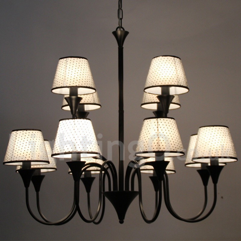 12 Light Rustic Modern Contemporary Retro Black Candle Style Chandelier