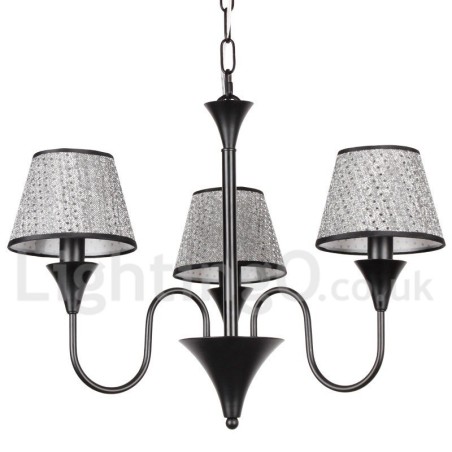 3 Light Rustic Modern Contemporary Retro Black Candle Style Chandelier