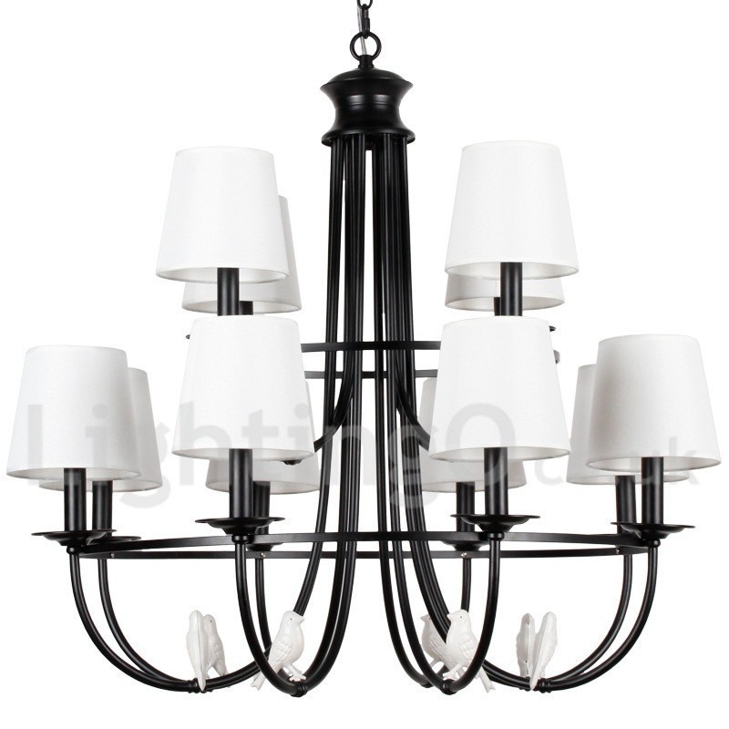 12 Light Retro Black Mediterranean Style Rustic Contemporary Candle Style Chandelier