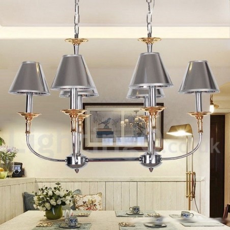 6 Light Modern Contemporary Chrome Candle Style Chandelier