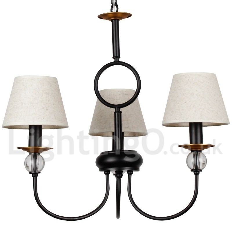 3 Light Rustic Retro Black Mediterranean Style Contemporary Candle Style Chandelier
