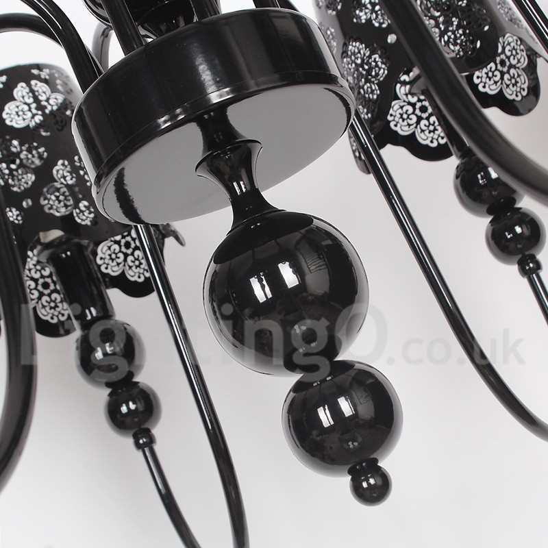 8 Light Modern Contemporary Hollow Black Candle Style Chandelier