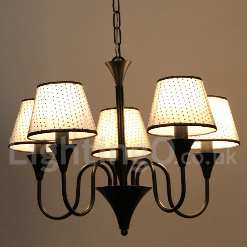 5 Light Rustic Modern Contemporary Retro Black Candle Style Chandelier